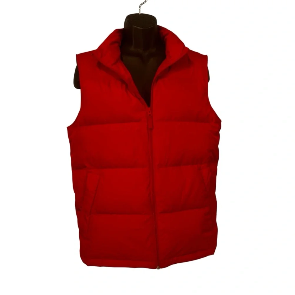 Lands’ End Mens Down Puffer Vest Red Medium Warm Lightweight Outdoor corpcore